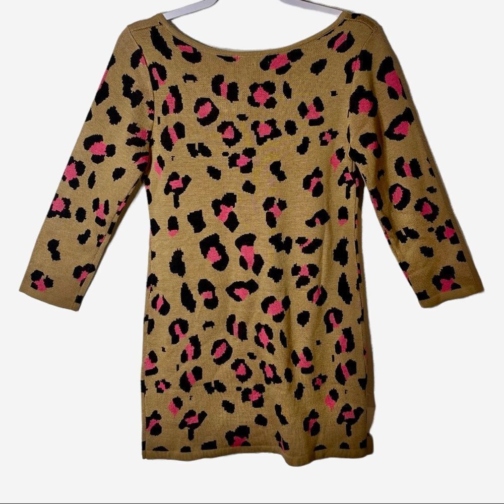 Takeout || Tan Cheetah Print Sweater Dress || Medium - Picture 2 of 4